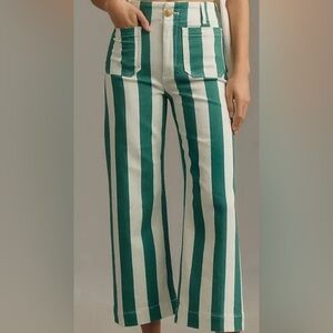 Anthropologie Maeve pants - green and white stripes